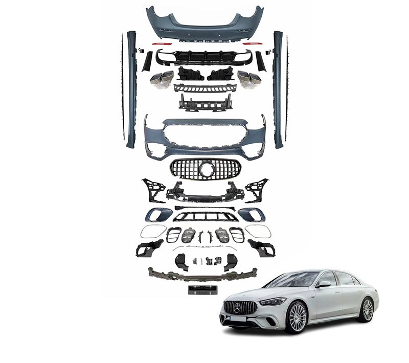 Mercedes Benz S-class S400 S450 S500 S580 S680 W223 S63 S65 AMG Convert Body Kit Bumper Side Skirt