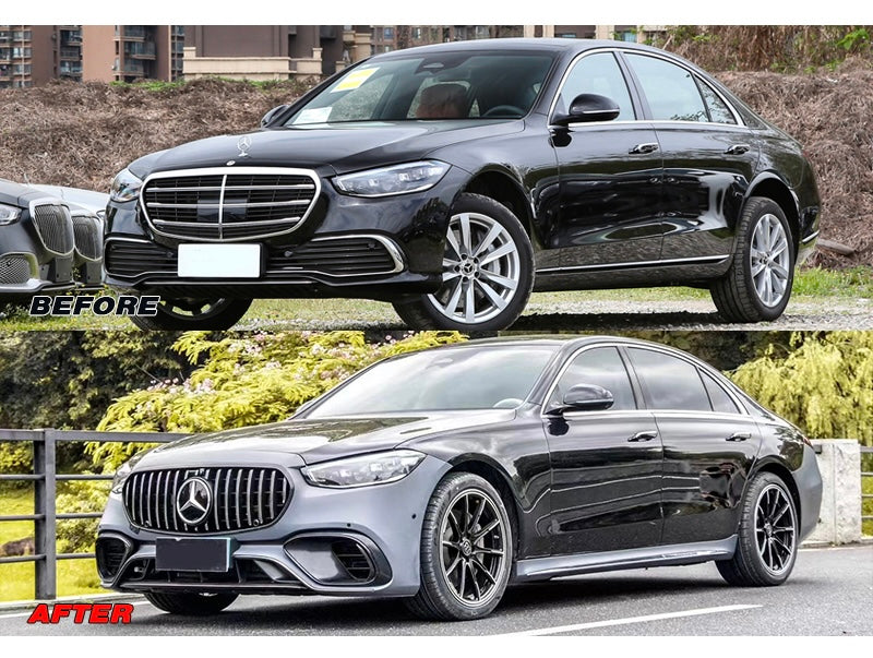 Mercedes Benz S-class S400 S450 S500 S580 S680 W223 S63 S65 AMG Convert Body Kit Bumper Side Skirt